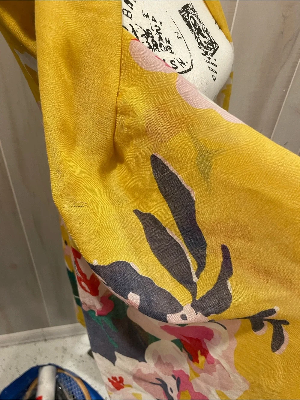 Cute Y2K style oversized gauzy banana floral scarf shawl wrap